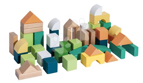 Drevené kocky rôznych tvarov a farieb