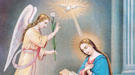 Ilustrácia archanjela Gabriela oznamujúceho Márii