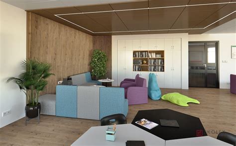 Ilustrácia priestoru vhodného pre jasle s herným kútikom a oddychovou zónou