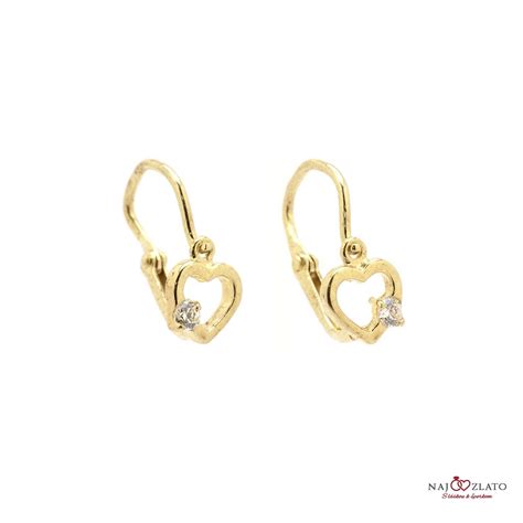 Detské zlaté náušničky s motívom srdiečka