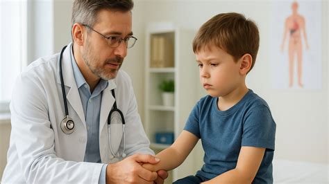 lekár prehliada dieťa s matkou