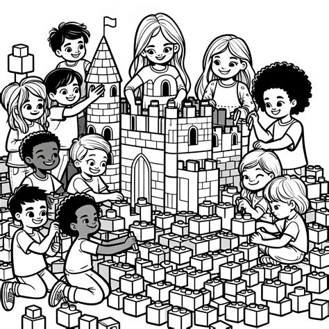 Deti si stavajú hrad z kociek