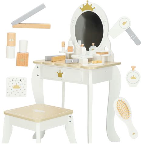 Drevený detský toaletný stolík s doplnkami