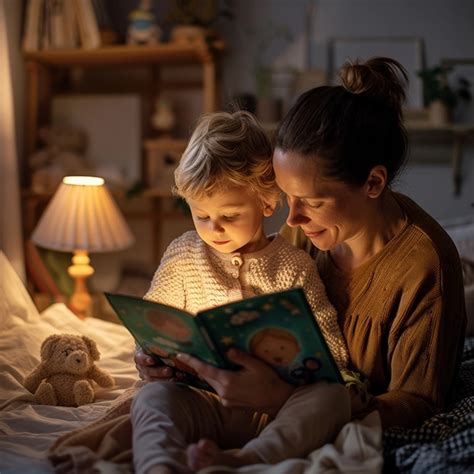 Ilustrácia rodiča čítajúceho dieťaťu knihu pred spaním