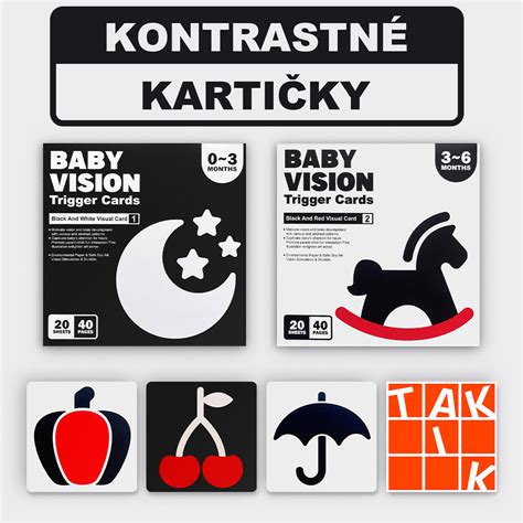 kontrastné čierno-biele kartičky pre novorodencov