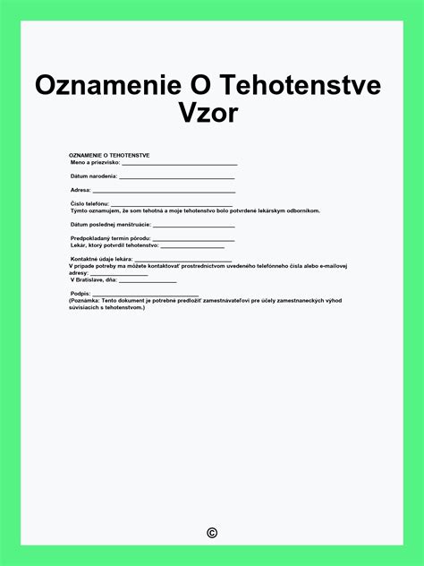 doklad o tehotenstve