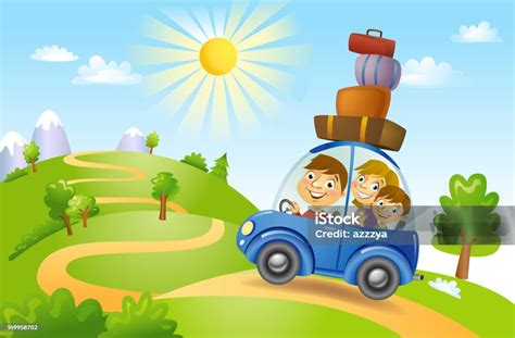 Ilustrácia rodiny na dovolenke