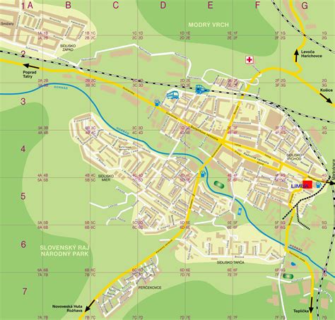 Mapa Spišskej Novej Vsi s vyznačenou ulicou