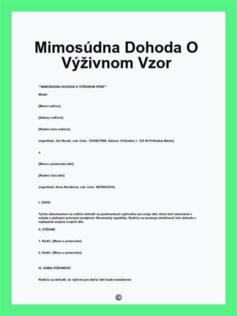 dohoda o výživnom