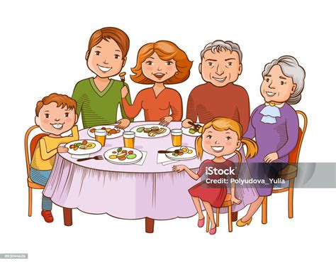 Ilustrácia rodiny pri rokovacom stole