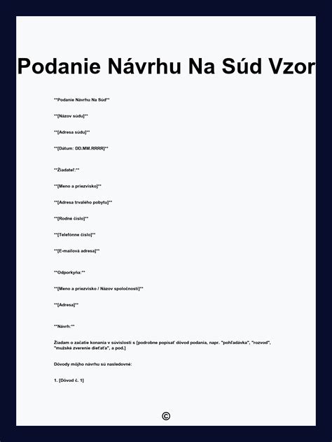 Štruktúra návrhu na súd
