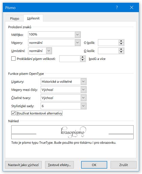 nastavenie typografie v MS Word