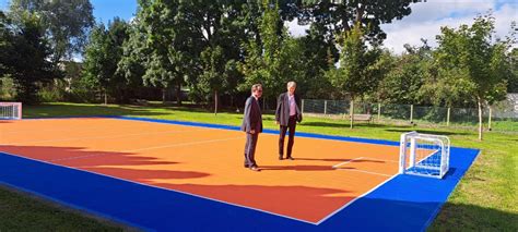 školské ihrisko s plotom a psom