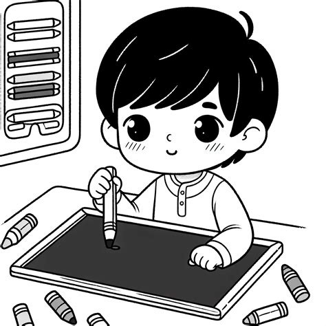 Dieťa píše písmená na tabuľu