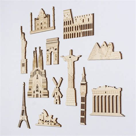 Drevené domino s obrázkami svetových pamiatok