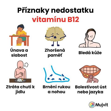 Ilustrácia znázorňujúca príznaky nedostatku vitamínu B12