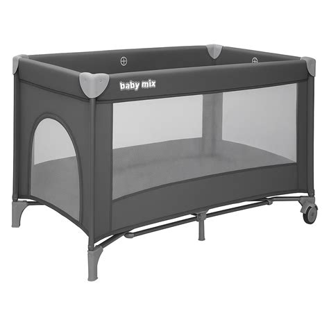 Detská cestovná postieľka Baby Mix Medvedík Dark Grey