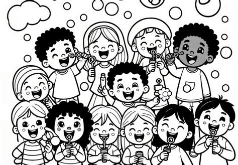 Skupina detí drží farebné stuhy