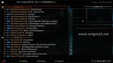 Ukážka rozhrania Dreambox Edit pri úprave zoznamu kanálov