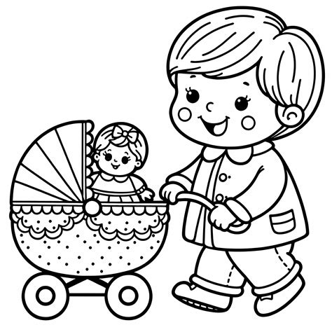 Dieťa hrá s bábikou v kočíku