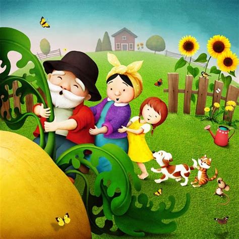 Ilustrácia z rozprávky Ťahal dedko repku