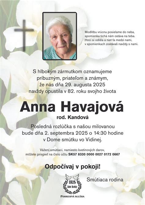Štruktúra smútočného oznámenia