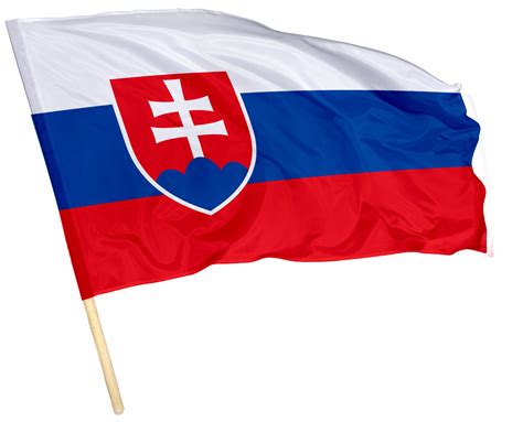Slovenská vlajka vztýčená pred budovou ambasády.
