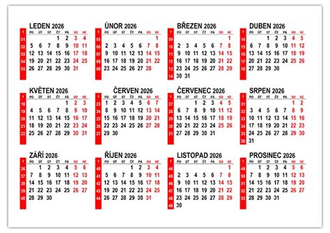 kalendár s vyznačenými dátumami