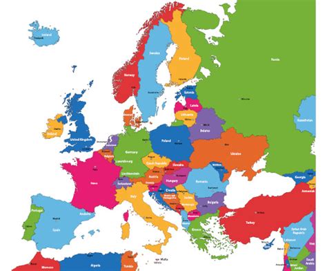 Mapa Európy s vyznačením Slovenska a Európskeho parlamentu